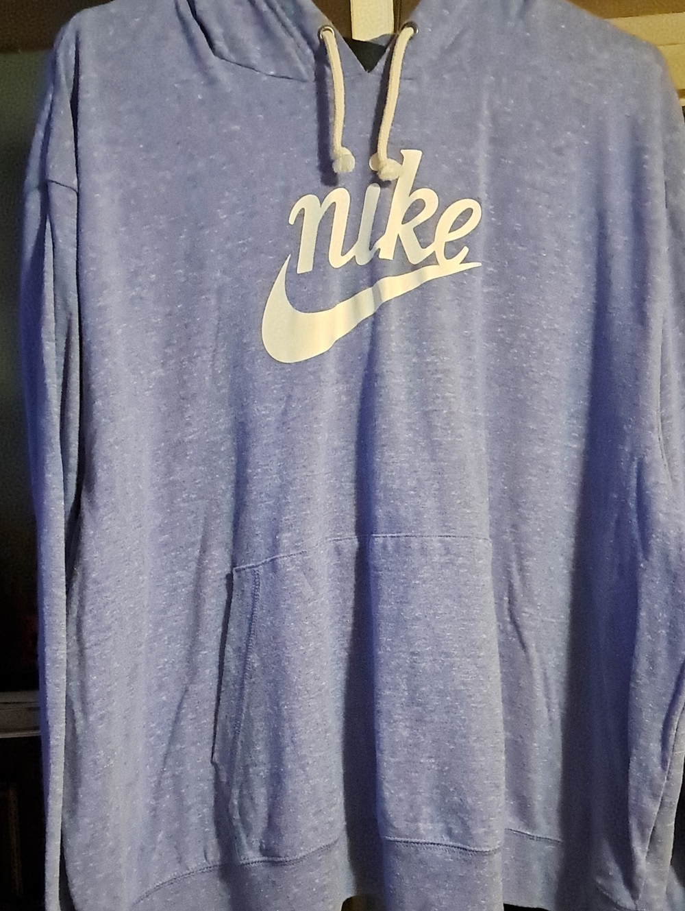 Nike Heather Periwinkle Hoodie with White Swoosh